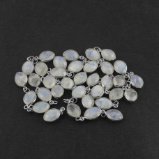 Rainbow moonstone 11x7mm marquise briolette silver pendant